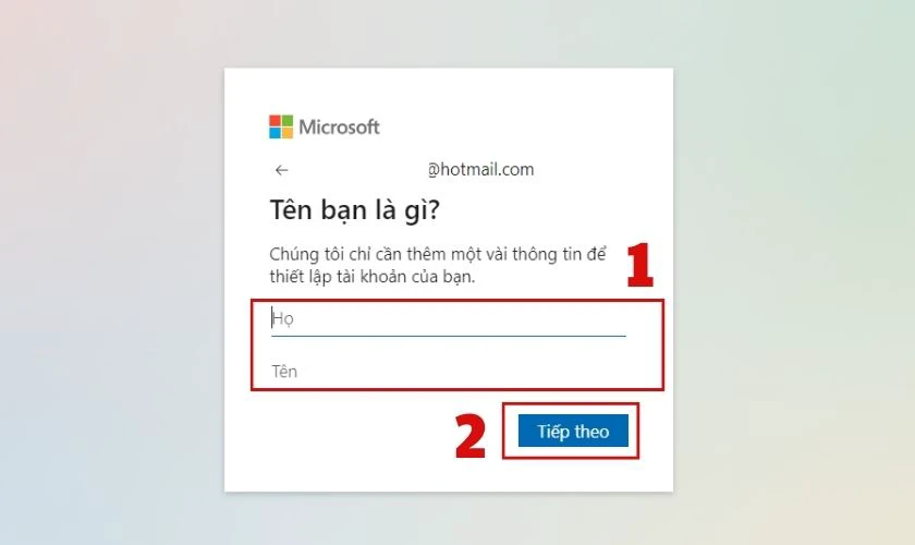 Bạn nhập Họ v&agrave; T&ecirc;n ngay tr&ecirc;n m&aacute;y t&iacute;nh của m&igrave;nh