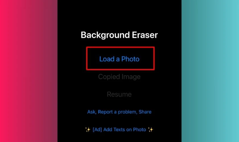 Nhấn Load a Photo để tải ảnh l&ecirc;n