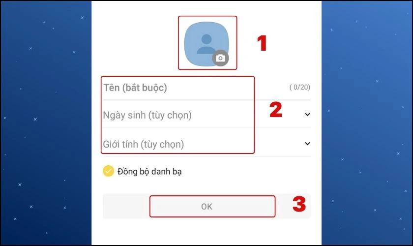 Bạn nhập T&ecirc;n, th&ecirc;m ảnh đại diện, th&ocirc;ng tin c&aacute; nh&acirc;n để đăng k&yacute; t&agrave;i khoản Kakao Talk