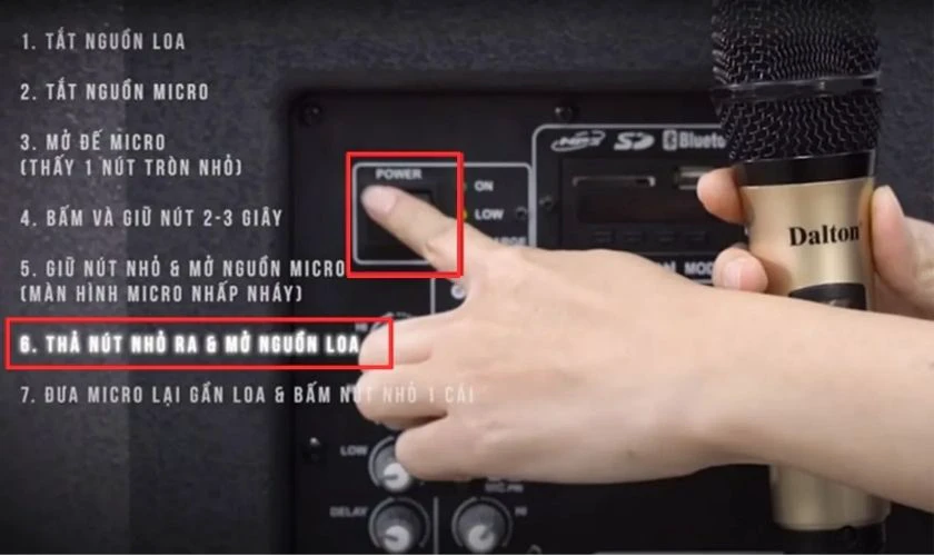 Thả n&uacute;t nhỏ đi v&agrave; bật nguồn loa bluetooth l&ecirc;n