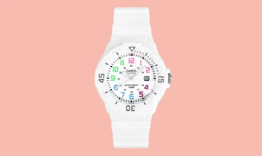 Đồng hồ cho học sinh nữ cấp 2 Casio LRW-200H m&agrave;u trắng