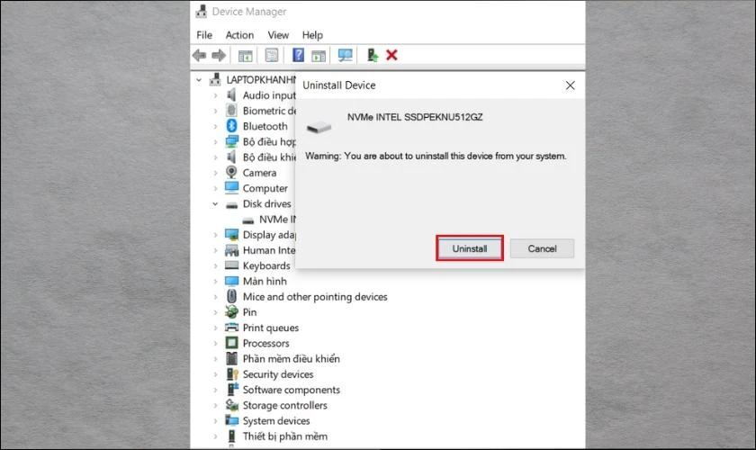 Nhấn chọn Uninstall