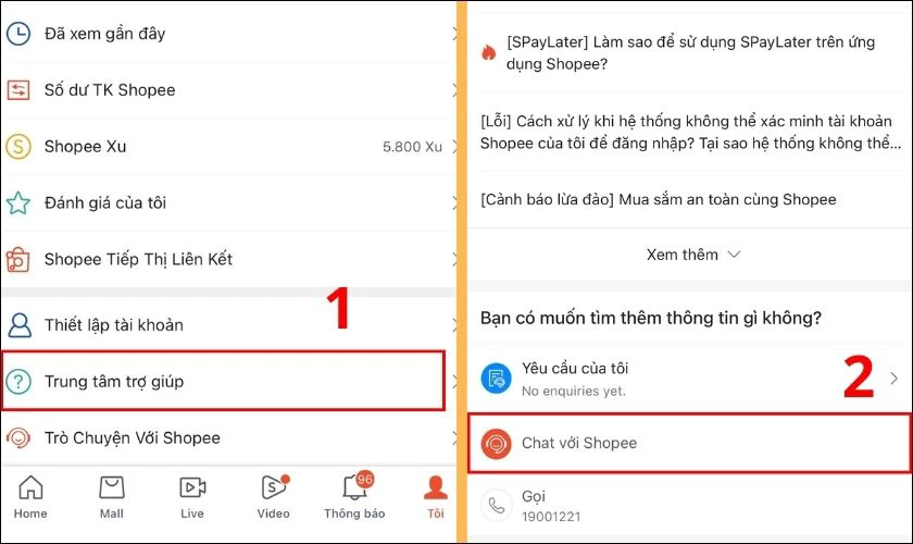 Bạn k&eacute;o xuống chọn chọn Trung t&acirc;m trợ gi&uacute;p