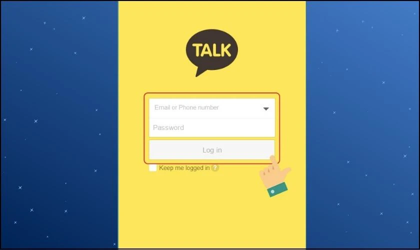 Nhập số điện thoại, Mật khẩu v&agrave; bấm Login để đăng nhập t&agrave;i khoản Kakao Talk