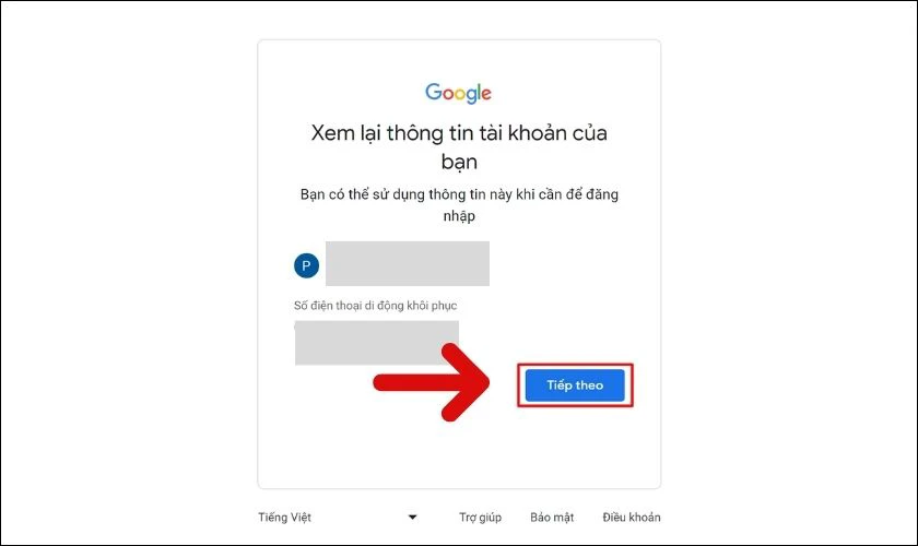 Nhấn v&agrave;o n&uacute;t Tiếp theo