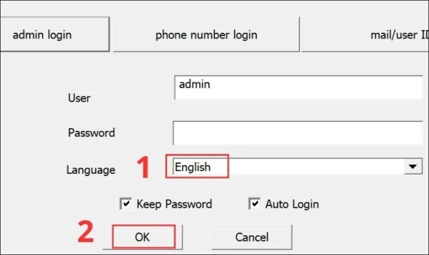 Bạn chọn v&agrave;o English rồi nhấn OK
