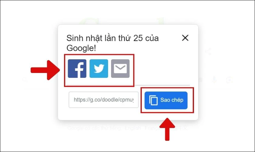  Sao ch&eacute;p đường dẫn để gửi link mừng sinh nhật Google