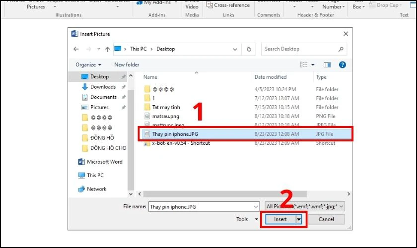 Mở vị tr&iacute; tệp PDF cần ch&egrave;n v&agrave;o Word
