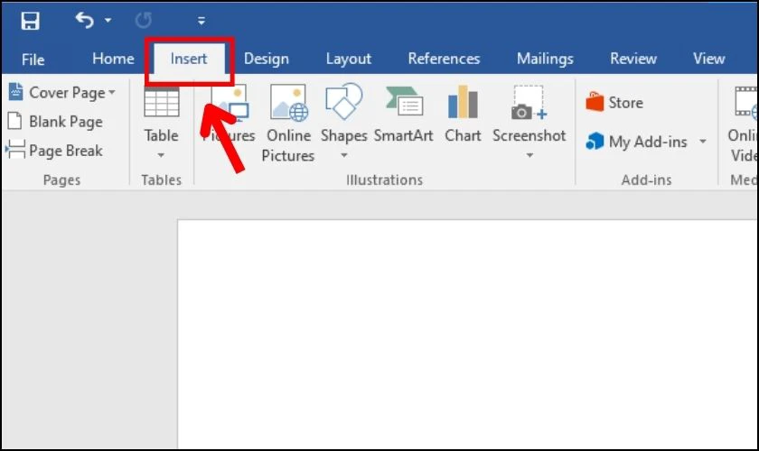 Chọn v&agrave;o mục Insert 