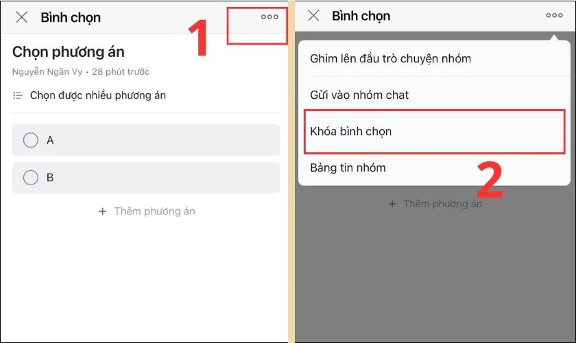 Có thể thực hiện cách khoá thay vì xoá bình chọn trên Zalo