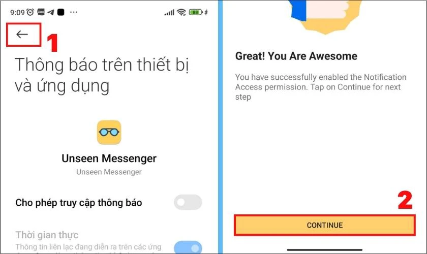Nhấn chọn v&agrave;o n&uacute;t CONTINUE