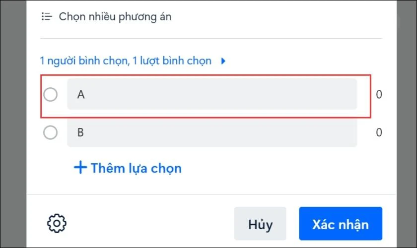 Nhấn một lần nữa vào bình chọn