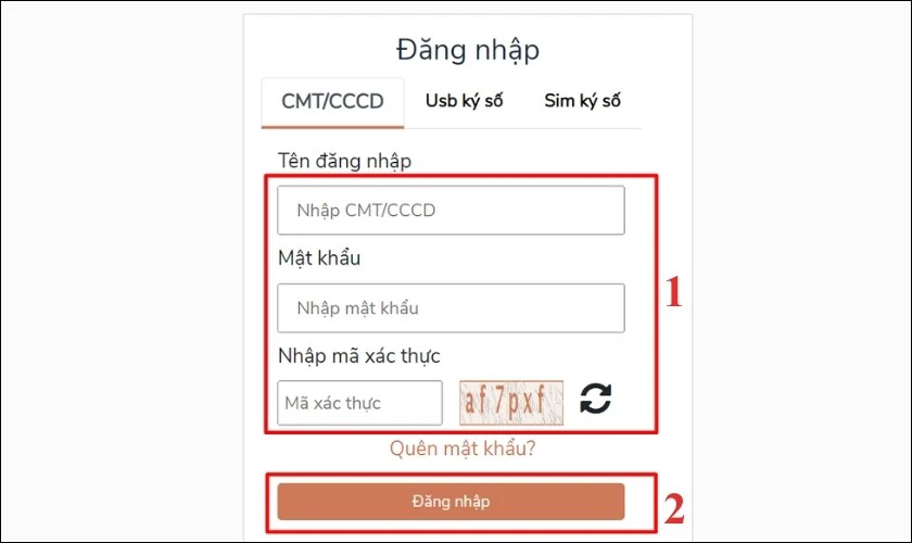 Điền đầy đủ các thông tin và nhấn Đăng nhập