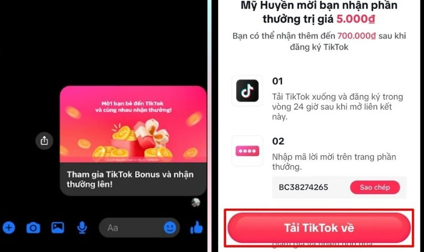 Nhấn chọn tải TikTok về