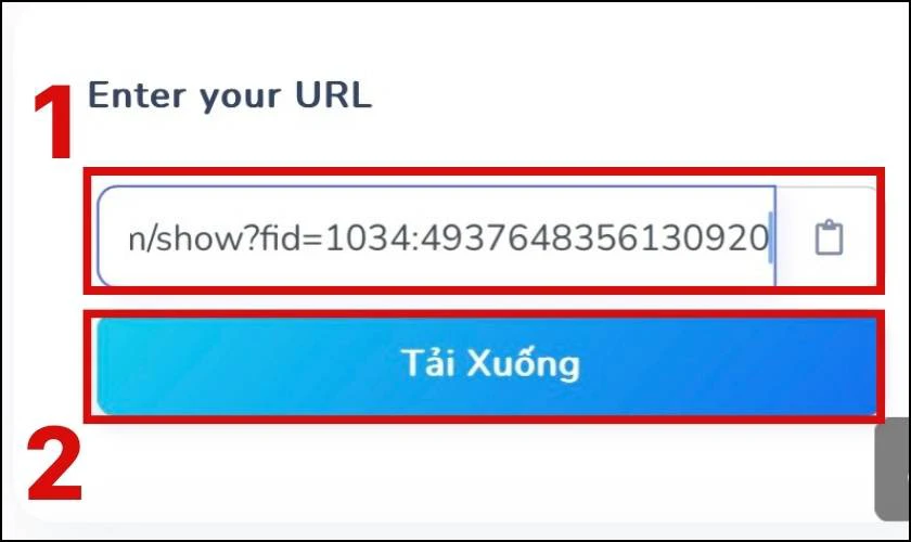 Dán đường link vừa sao chép và bấm Tải xuống