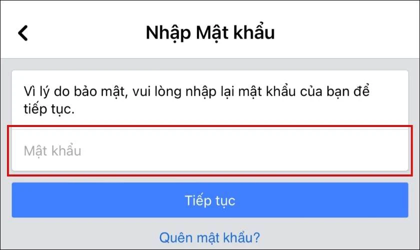 Nhập mật khẩu v&agrave; nhấn chọn Tiếp tục