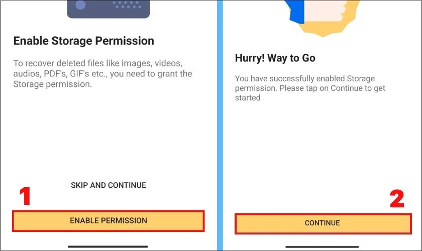 Nhấn v&agrave;o n&uacute;t ENABLE PERMISSION