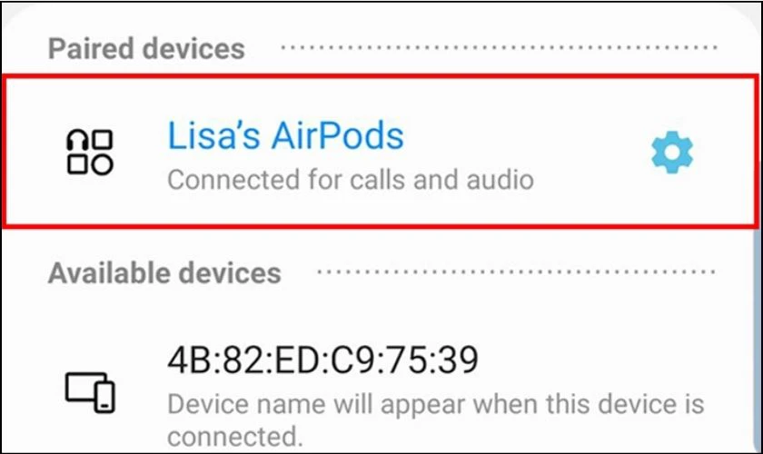 T&igrave;m v&agrave; chọn t&ecirc;n thiết bị AirPod