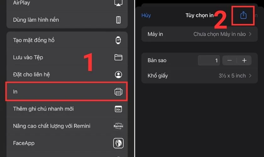 Chọn vào biểu tượng chia sẻ ở góc trên bên phải