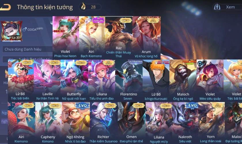 Acc Li&ecirc;n Qu&acirc;n free full trang phục