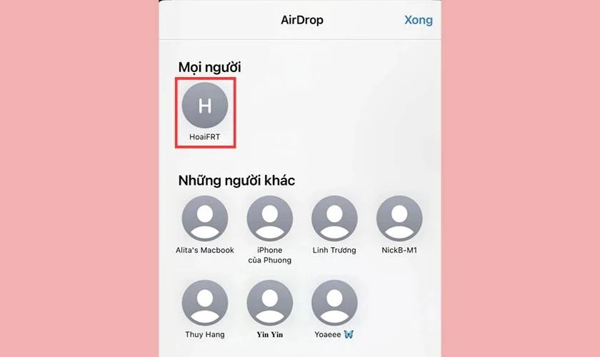 Bạn nhấn v&agrave;o t&ecirc;n để gửi nội dung