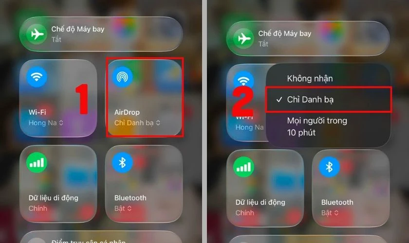Chạm vào AirDrop
