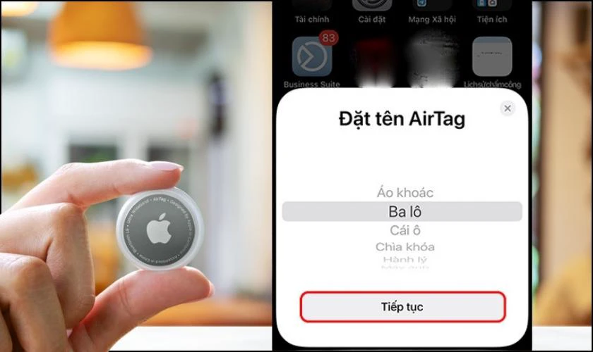Bạn c&oacute; thể đặt t&ecirc;n cho AirTag của m&igrave;nh