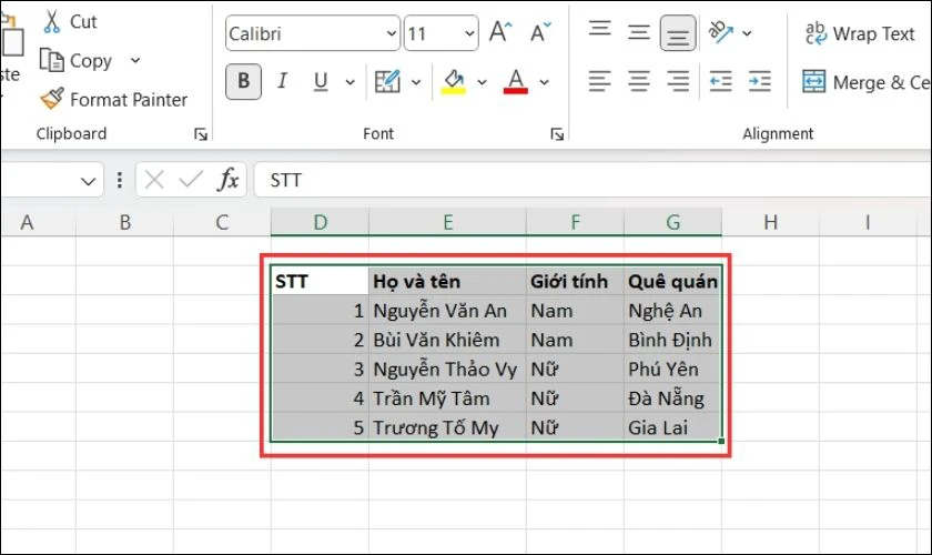 C&aacute;ch b&ocirc;i đen to&agrave;n bộ dữ liệu cần tạo khung viền