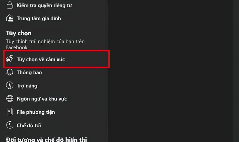 Chọn Tùy chọn về cảm xúc