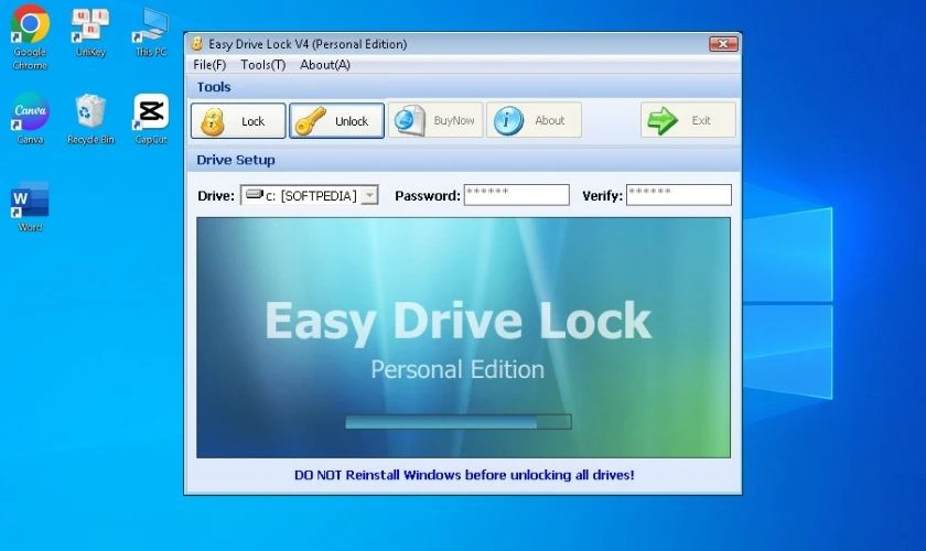Easy Drive Lock - Phần mềm ẩn ổ cứng trả ph&iacute; tr&ecirc;n Win 10