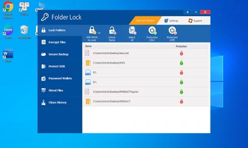 Folder Lock - Phần mềm kh&oacute;a ổ cứng, thư mục