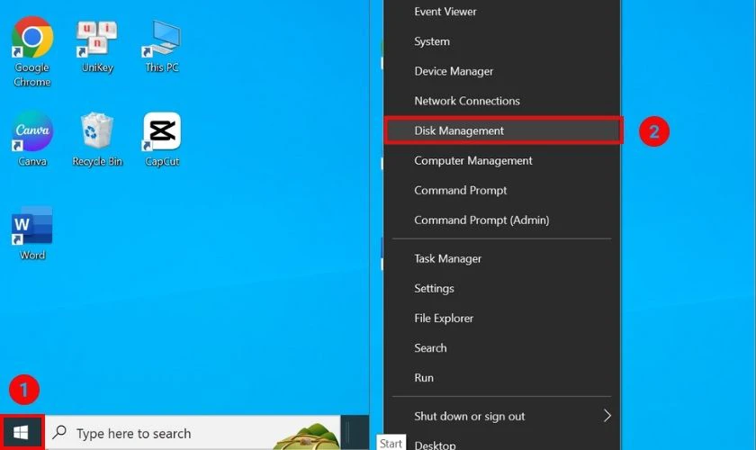 Ẩn ph&acirc;n v&ugrave;ng ổ cứng trong Win 10