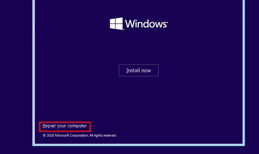 Ở m&agrave;n h&igrave;nh tiếp theo, chọn Repair your computer ở g&oacute;c dưới b&ecirc;n tr&aacute;i