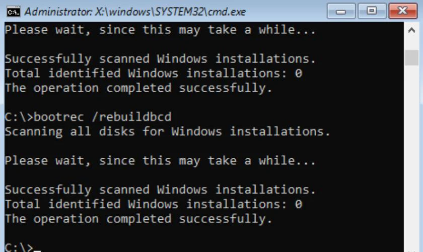 Nếu chọn Command Prompt, g&otilde; lần lượt c&aacute;c lệnh sau v&agrave; nhấn Enter
