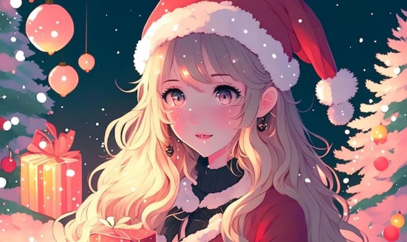Ảnh anime nữ Gi&aacute;ng Sinh đ&aacute;ng y&ecirc;u nhất