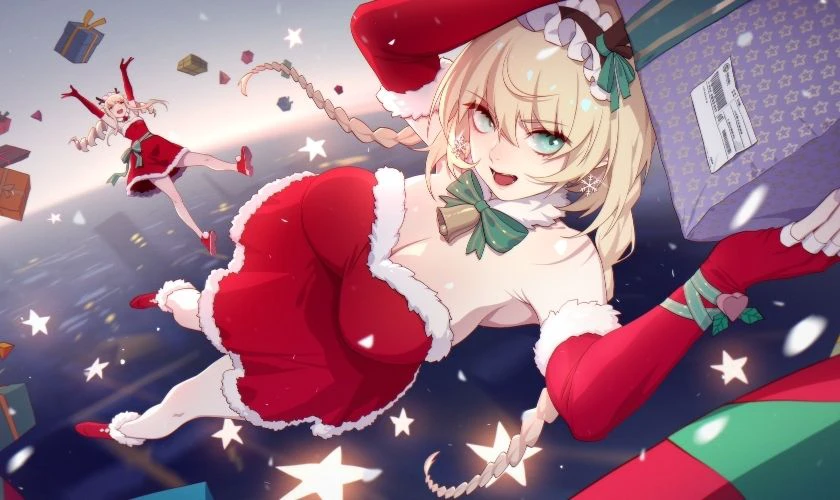Ảnh anime nữ Gi&aacute;ng Sinh xinh xắn