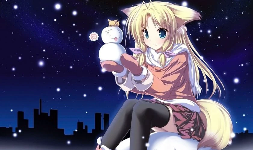 Ảnh anime nữ Gi&aacute;ng Sinh người tuyết