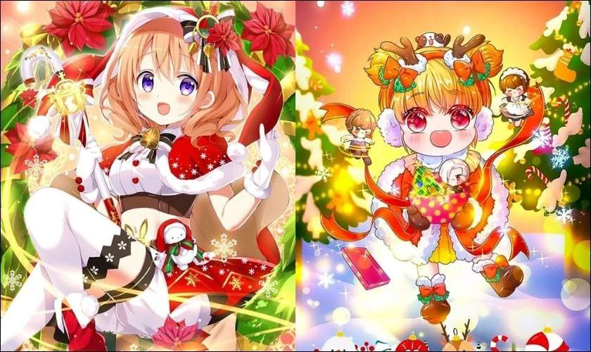 H&igrave;nh ảnh anime chibi Noel tr&ecirc;n điện thoại
