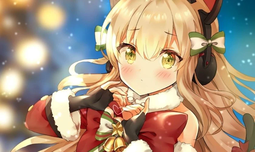 Ảnh anime nữ Gi&aacute;ng Sinh m&aacute; hồng