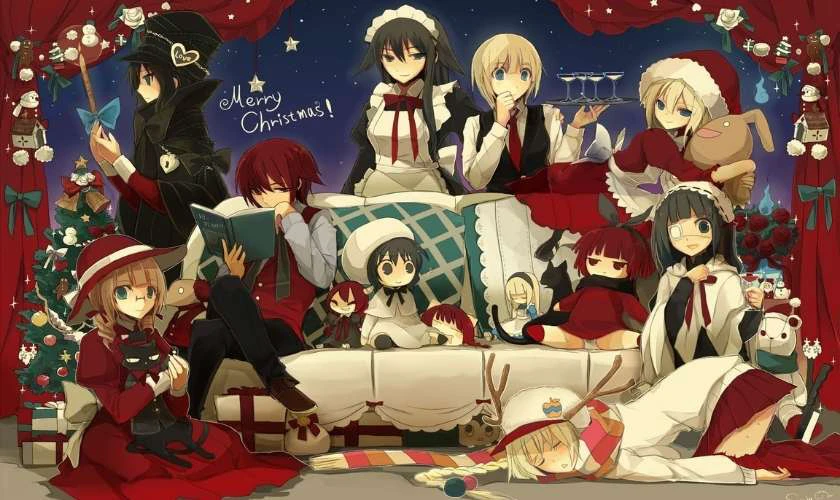 Ảnh anime nữ Gi&aacute;ng Sinh sum vầy
