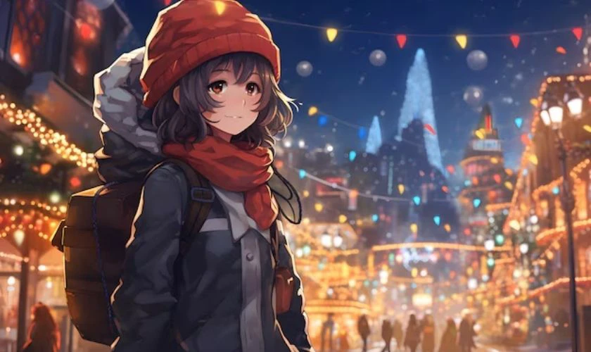 Ảnh anime nữ Gi&aacute;ng Sinh lạnh gi&aacute;