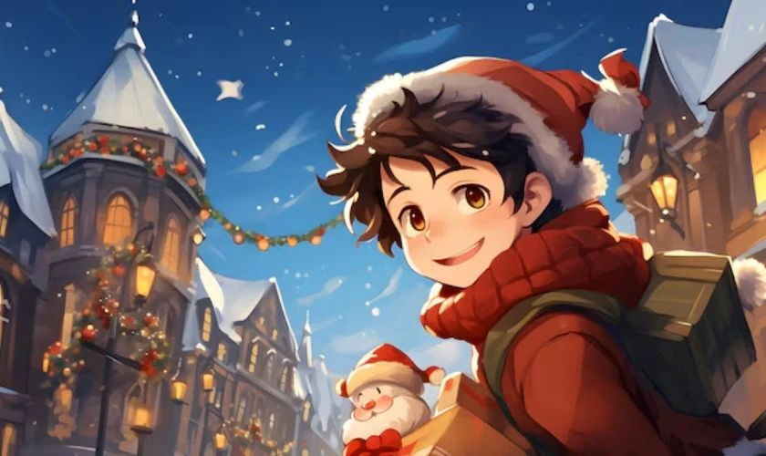 Ảnh nam Gi&aacute;ng Sinh chibi dễ thương mỉm cười