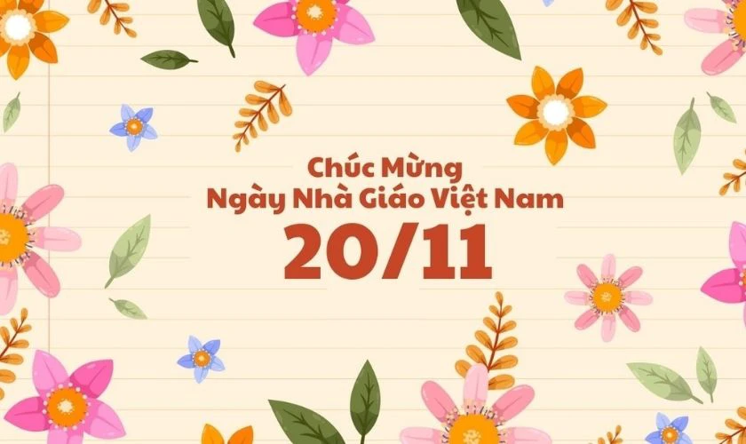 Ảnh bìa 20/11 đẹp chúc mừng ngày Nhà giáo nền hoa