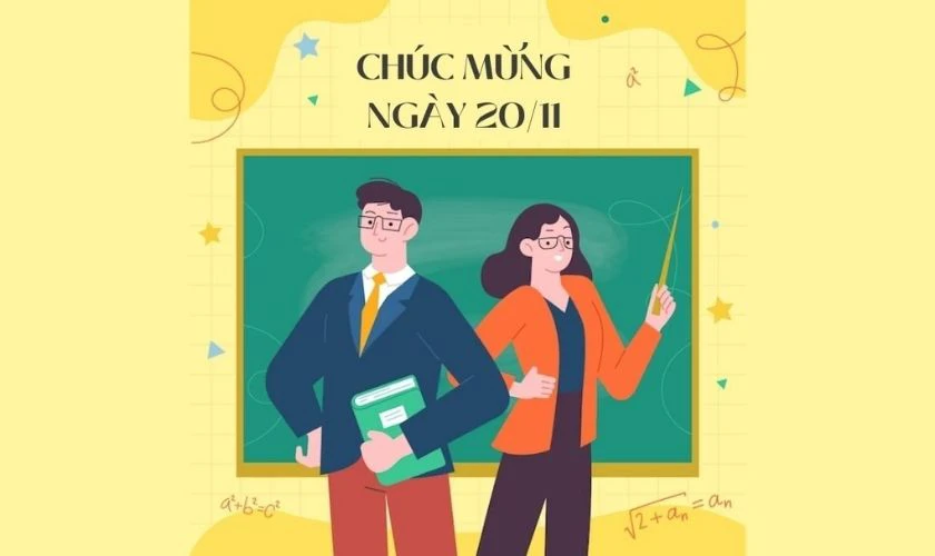 Ảnh bìa đẹp chúc mừng ngày 20/11 màu vàng