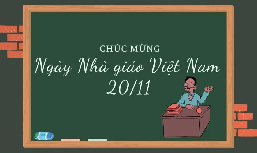 Ảnh bìa đẹp chúc mừng ngày 20/11 bảng xanh