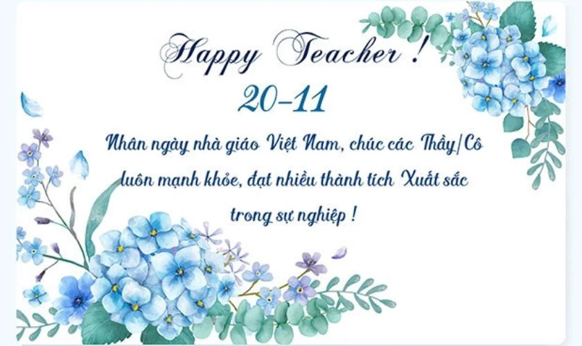 Ảnh có lời chúc hay hoa màu xanh