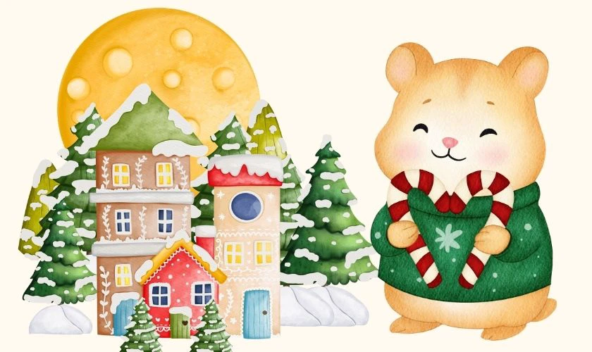 Ảnh bìa Giáng sinh chibi dễ thương tone vàng