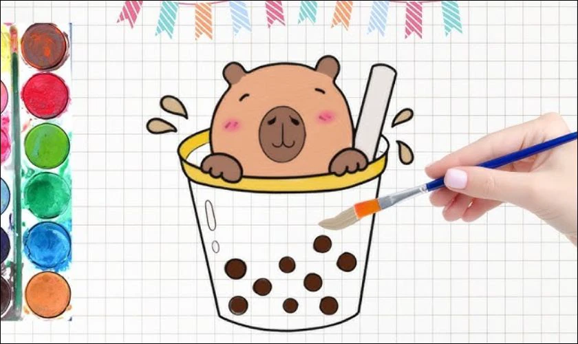Capybara tr&agrave; sữa xinh xắn