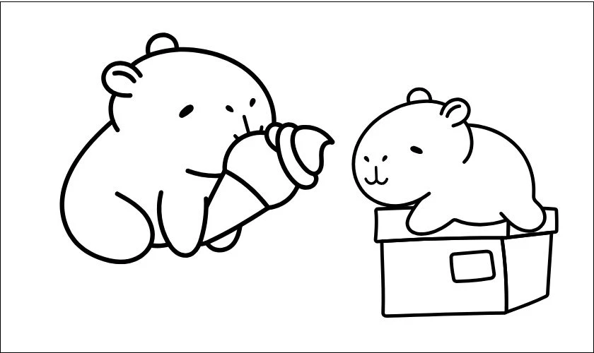 H&igrave;nh vẽ Capybara t&ocirc; m&agrave;u cho b&eacute;