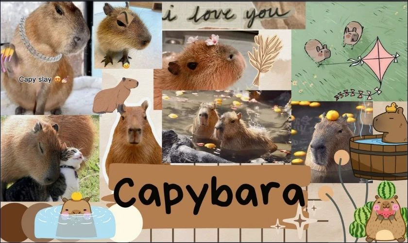 Ảnh Capybara l&agrave;m h&igrave;nh nền m&aacute;y t&iacute;nh